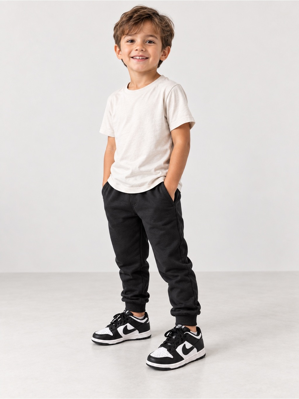 Nike Kids Black and White Low Dunk Panda  Sneakers with Swoosh